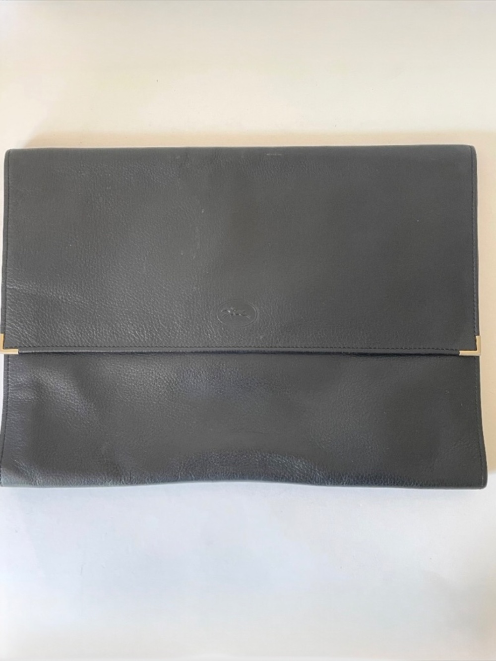 Longchamp Black Leather Laptop Document Holder Bag